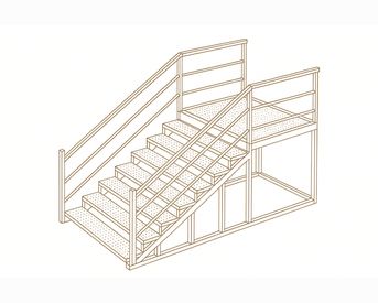Изображение для товара Лестница металлическая с перилами (10 ступеней, рифленый лист, без площадки) вариант 1