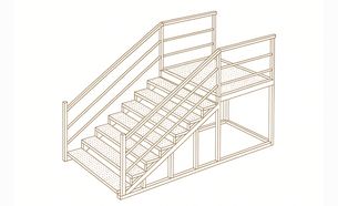 Изображение для товара Лестница металлическая с перилами (4 ступеней, решетчатая поверхность, без площадки)