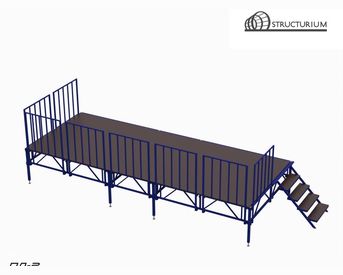 Изображение для товара Сборно-разборный подиум (сцена) с лестницей и ограждением ПД-5